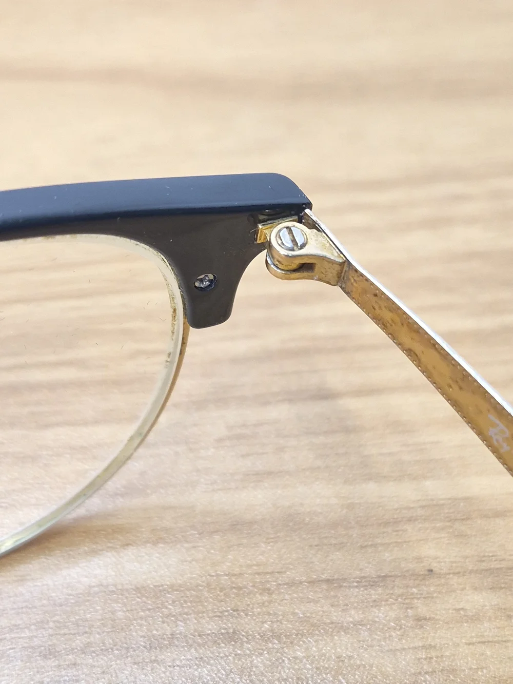 ​Vintage Ray-Ban Clubmaster Style Black Gold Eyeglass Frames 53-19 Optical